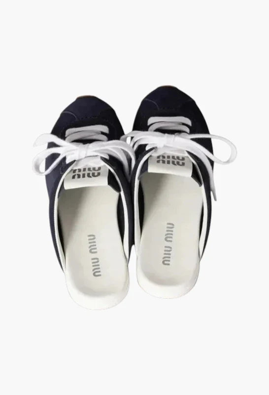 Navy - Plume Suede Mules