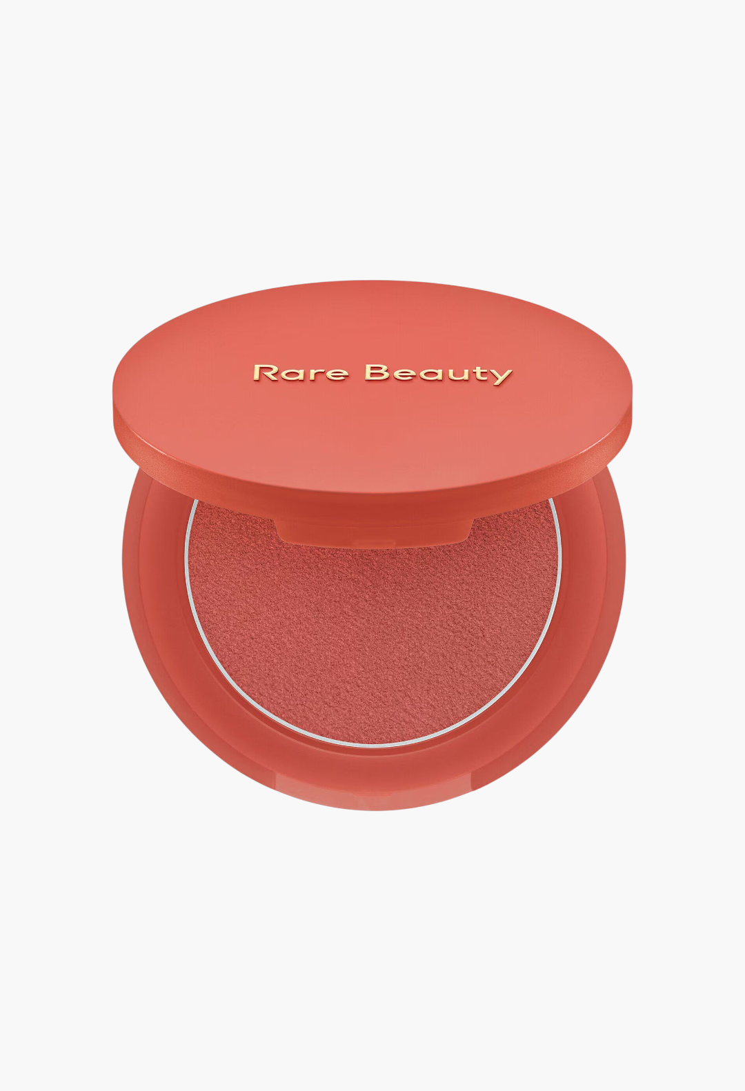 GLAM MODA Soft Pinch Matte Bouncy Blush in a coral shade with a smooth, buildable putty texture in a round compact.