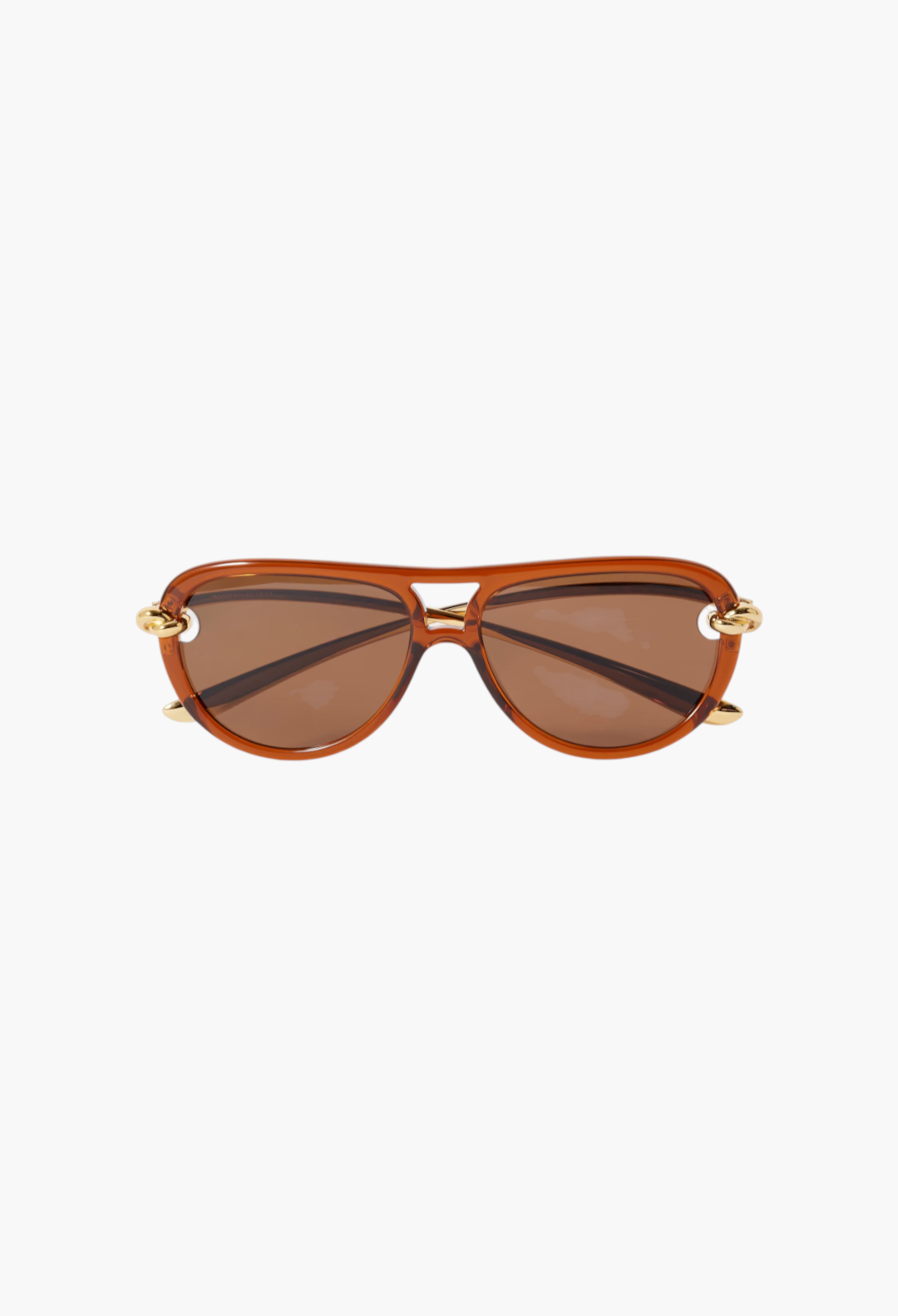 GLAM MODA New Knot aviator sunglasses in translucent brown with gold-tone twisted metal temple details
